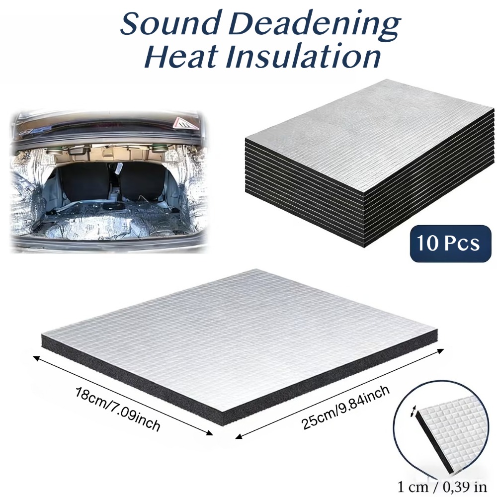 Aluminum Foil Heavy Duty - 10 Stück 10mm Auto-Schalldämmungsmatte Aluminiumfolie Wärmeisolierung