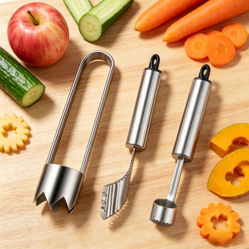 Camping Cooking Kit - 3-teiliges Edelstahl Jalapeño-Pfeffer-Entkerner-Set Apfel Obst Gemüse