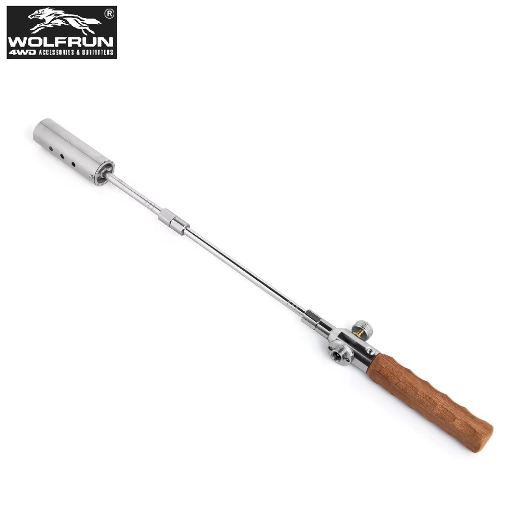 Camping Cooking Handle - Abnehmbarer 3-Teiliger Verstellbarer Flammenbrenner mit Holzgriff,