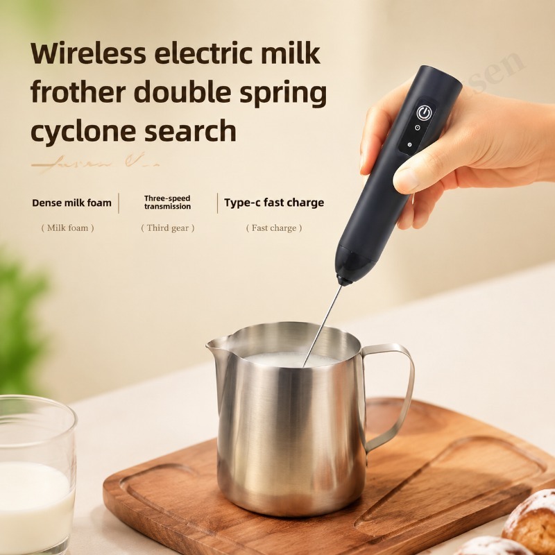 Pocket Coffee Maker - Elektrischer Kaffeeaufschäumer, 2-in-1, wiederaufladbar, Typ-C-Mixer, Edelstahl,