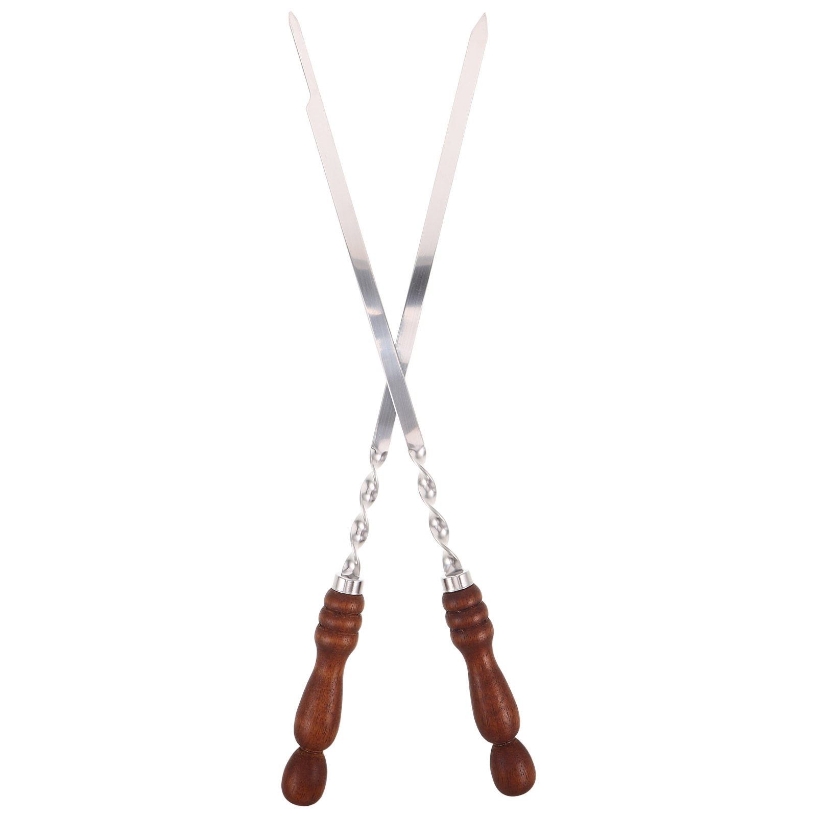 Camping Cooking Handle - 2 Stück Edelstahl-Spieß, flach, breit, robust,