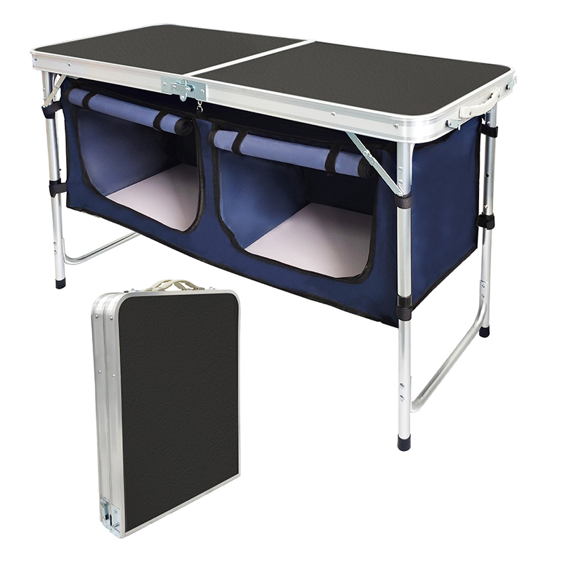Camping Cooking Table With Storage - Outdoor-Klapptisch Aluminium Leichter Camping-Tisch höhen verstellbar