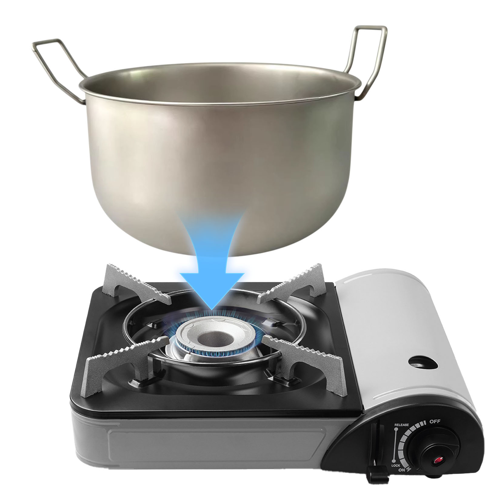 Camping Cooking Handle - Wander-Kochtopf 304 Edelstahl Titan-Beschichtung Doppelgriff Tragbarer