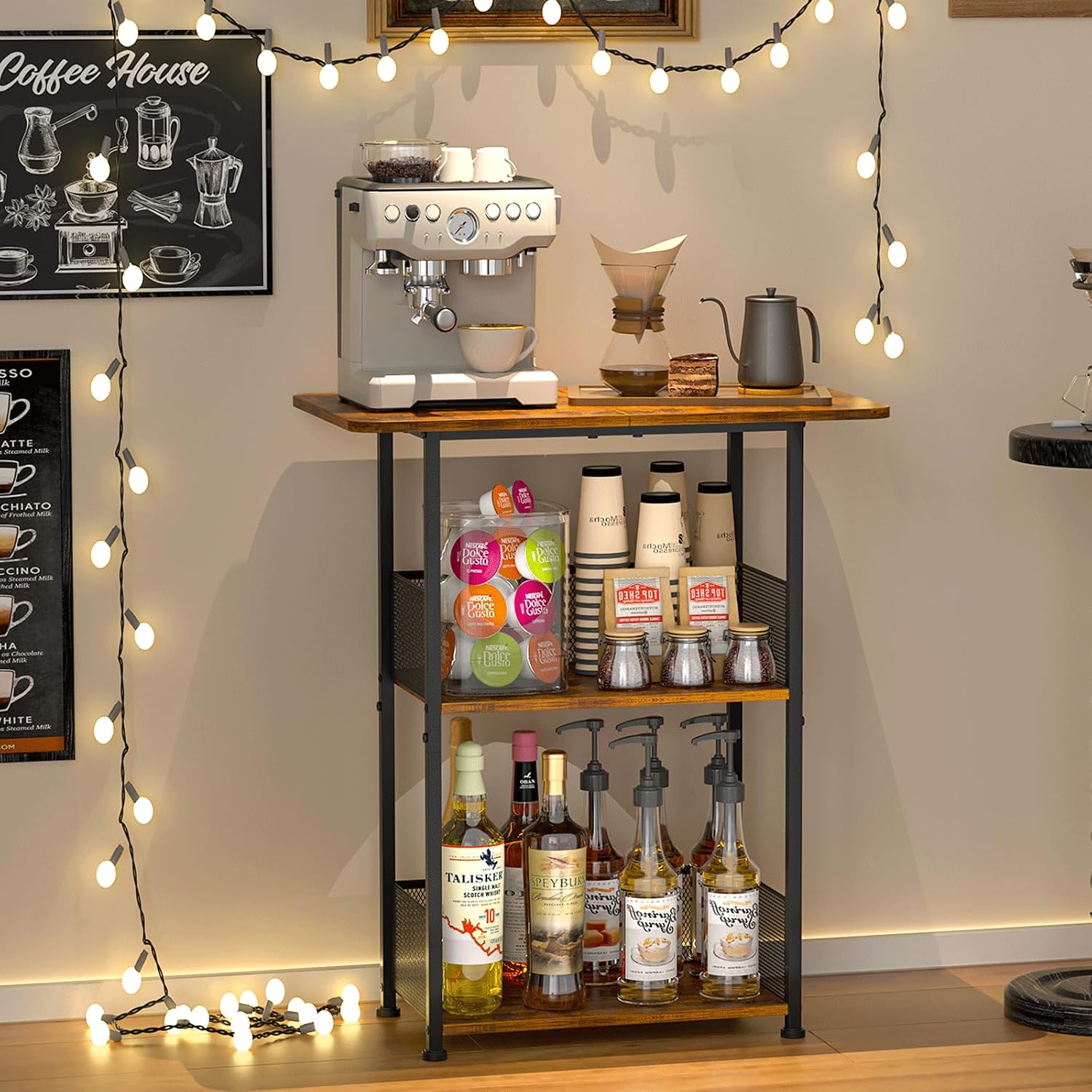Pocket Coffee Maker - Mini-Bodenständer für Kaffeebar, 3-stufiger kleiner Kaffeetisch,