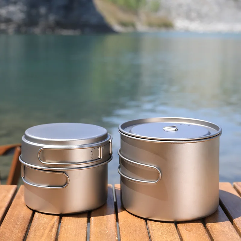Camping Cooking Frying Pan - Camping Ultraleichter Titan-Kochtopf- und Bratpfannen-Set, kleiner