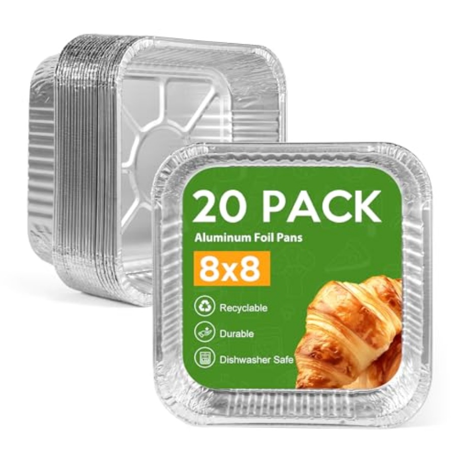 Aluminum Foil Heavy Duty - 8x8 Zoll Aluminiumfolienpfannen Einweg - Quadratische