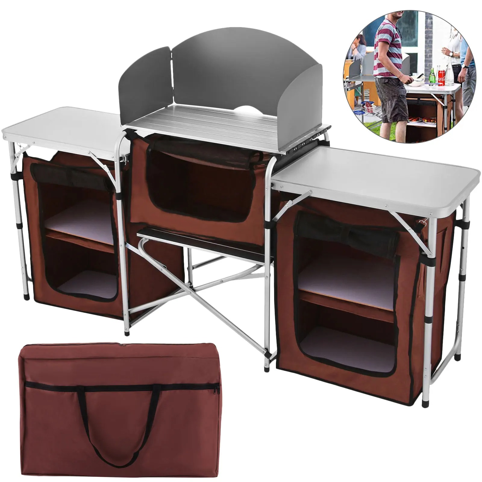 Camping Cooking Table With Storage - Singwinner Camping Outdoor Küchentisch Schrank Faltbares