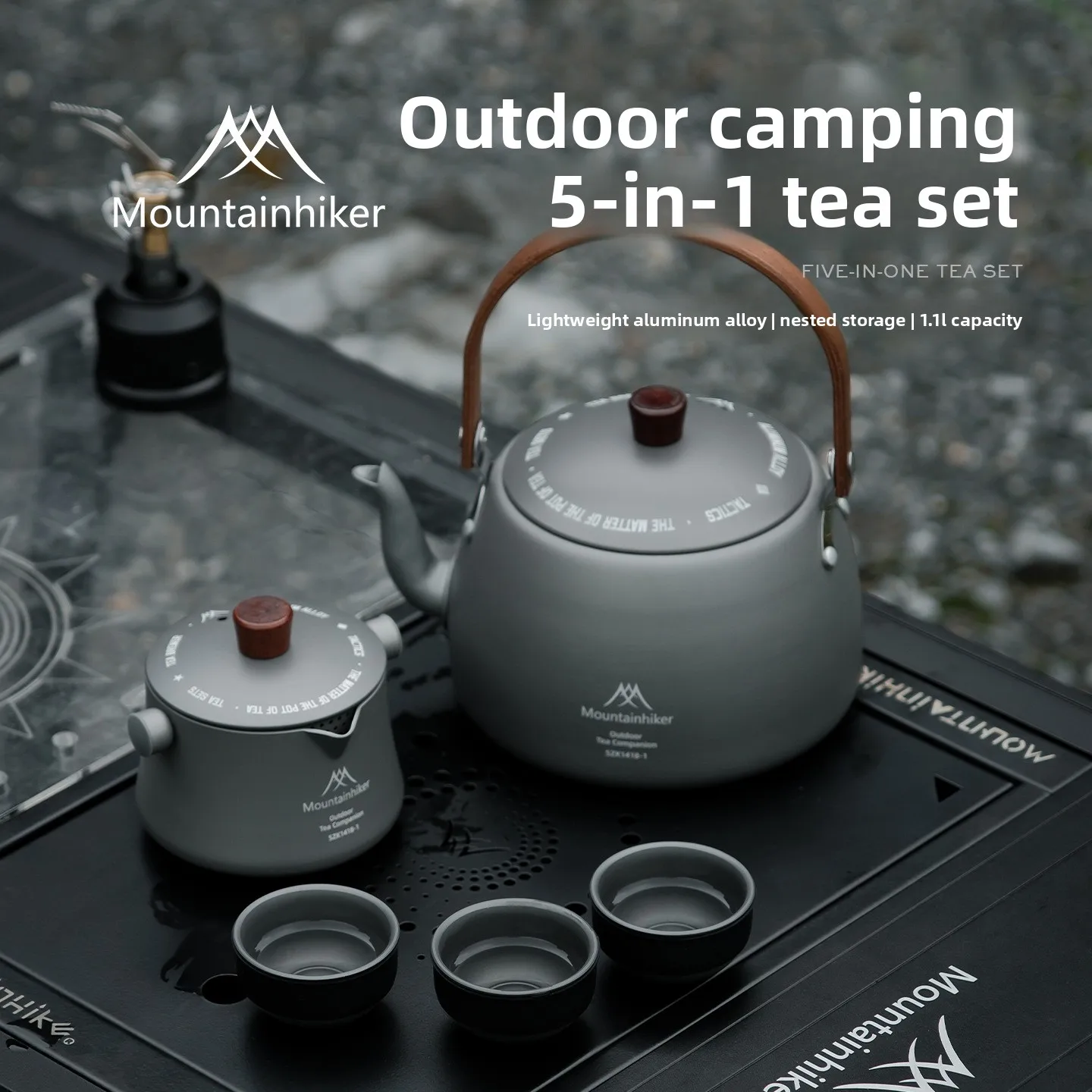 Camping Cooking Set 2 Person - MOUNTAINHIKER MoChuan 5-in-1 Camping-Kessel-Set, tragbares Kochgeschirr-Set