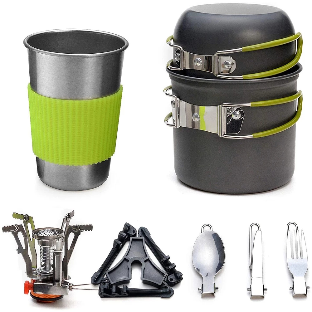 Camping Cooking Kit - Camping-Kochgeschirr-Set mit Herd, Outdoor-Kochset, Outdoor-Topf, Reisen,