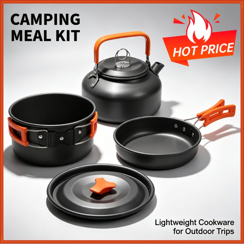 Camping Cooking Kit - Camping-Kochset, Camping-Kochgeschirr, Reisegeschirr, Outdoor-Picknick-Set, Teekanne für