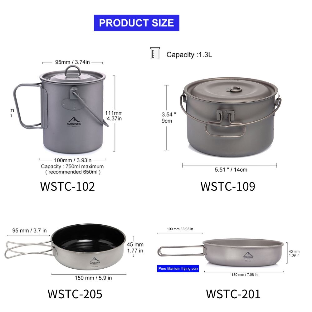 Wideea Camping Geschirr Titan  – Camping Cooking Kit Bewertung und Preis