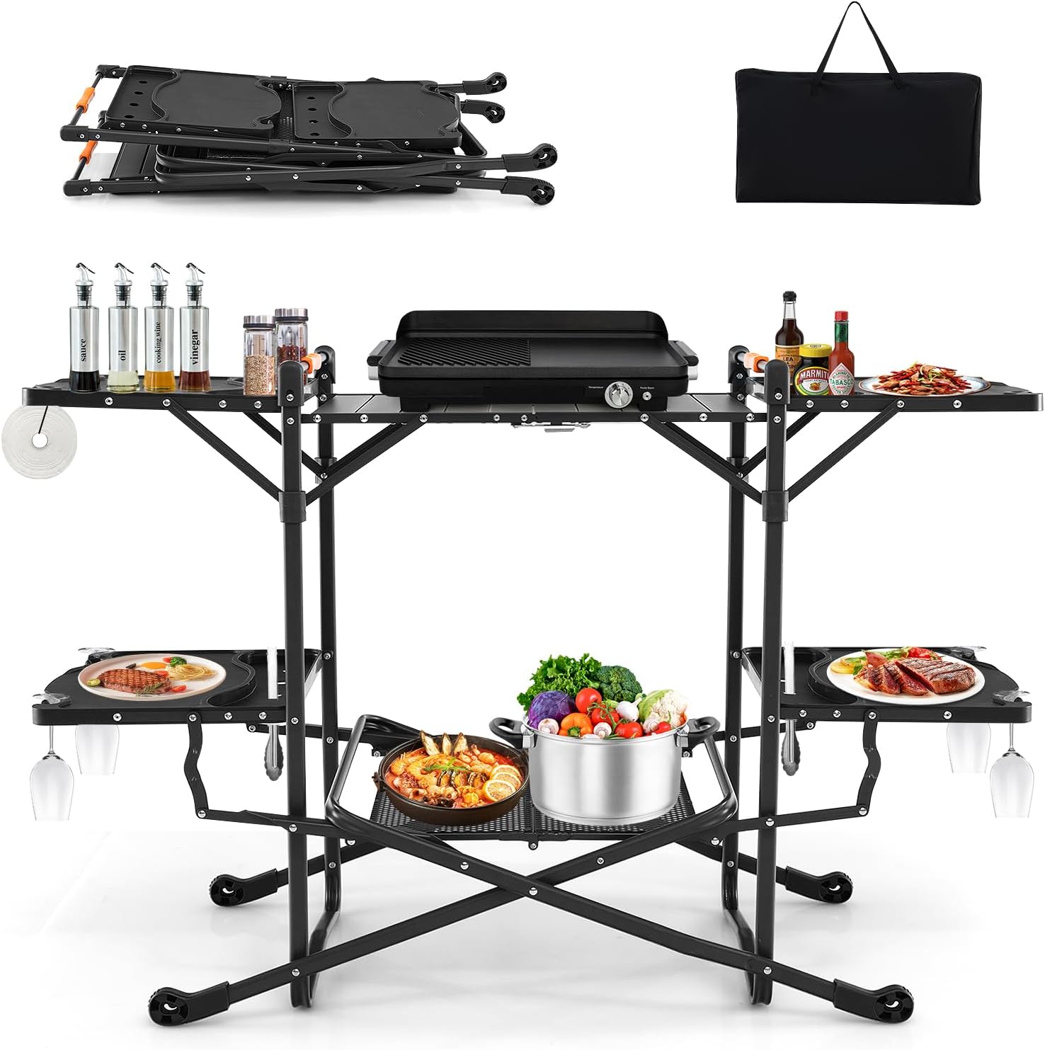 Tragbarer Outdoor-Klapptisch m – Camping Cooking Table With Storage Bewertung und Preis