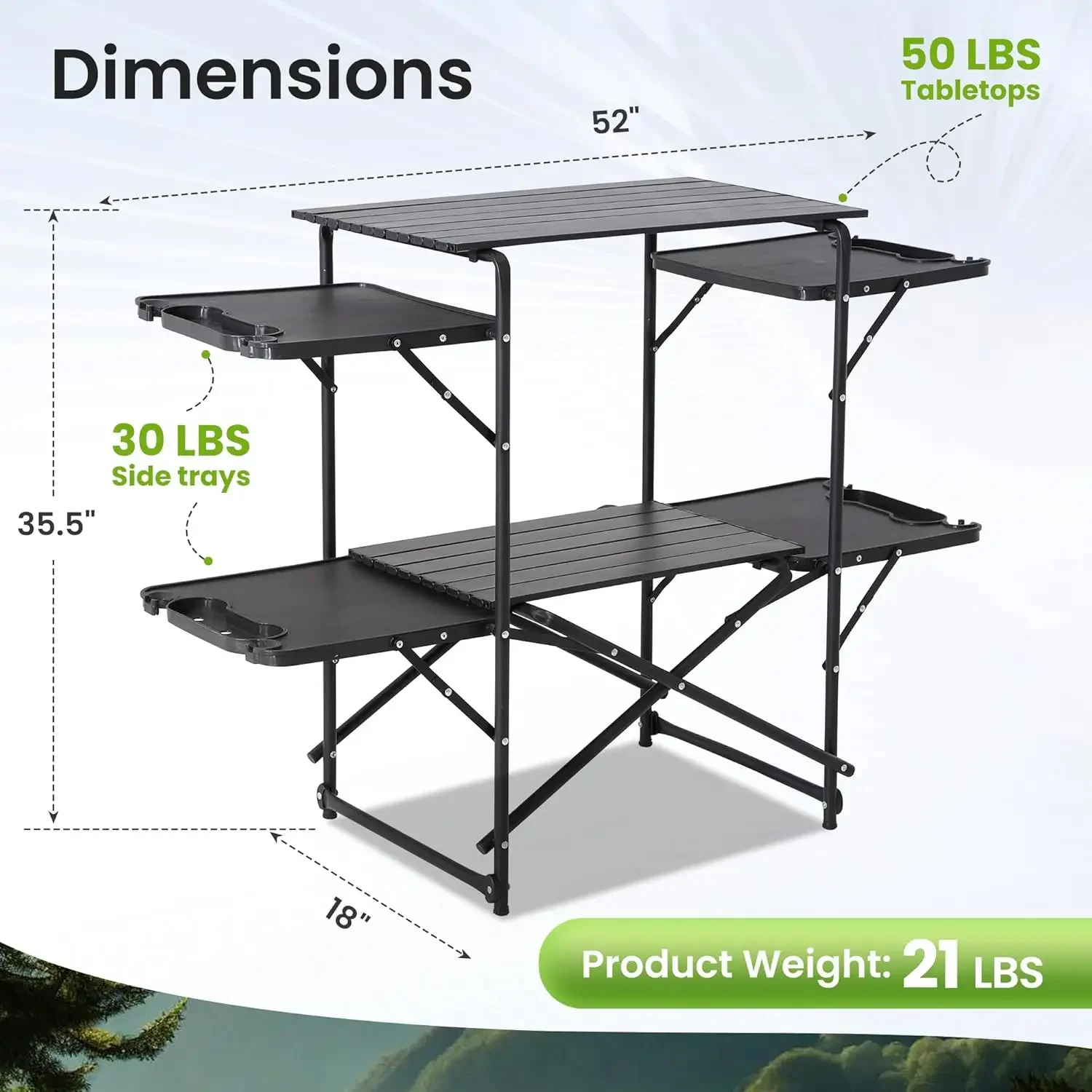 Schlanker, zusammenklappbarer  – Camping Cooking Table With Storage Bewertung und Preis