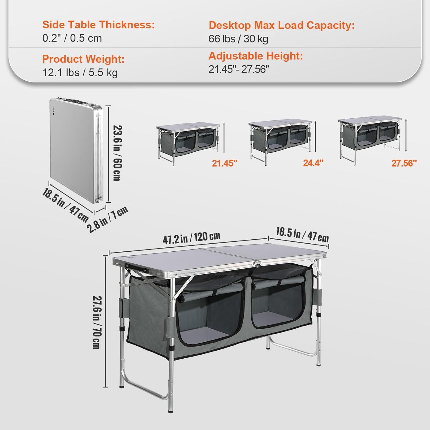 Camping-Küchenstation, 3-fach  – Camping Cooking Table With Storage Bewertung und Preis